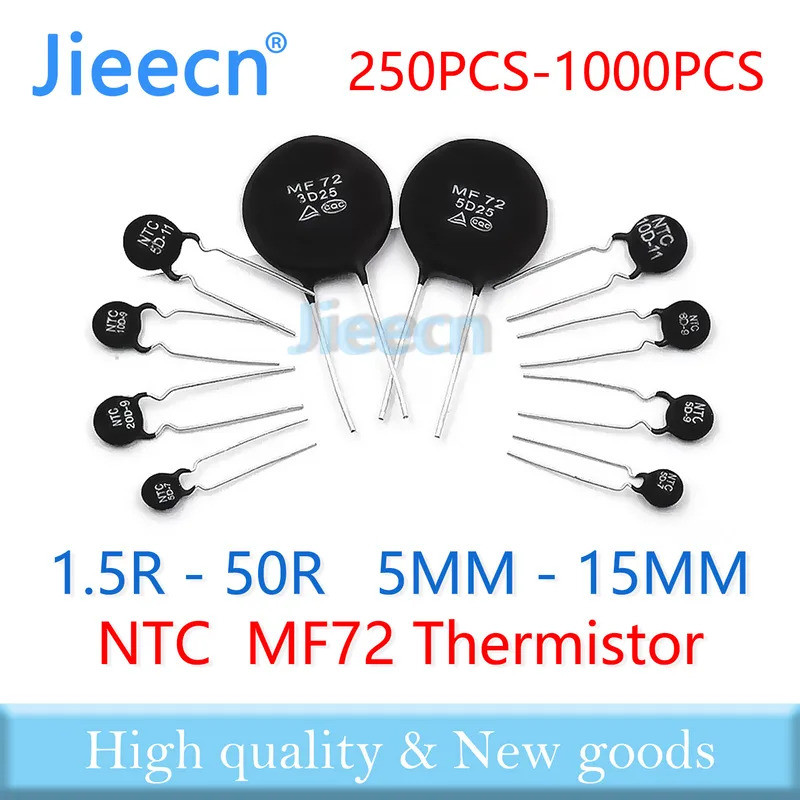 NTC MF72 เทอร์มิสเตอร์ 5-15MM 1.5R 2.5R 3R 5R 8R 10R 12R 15R 16R 20R 22R 30R 33R 47R 50R OHM 10D-7 1