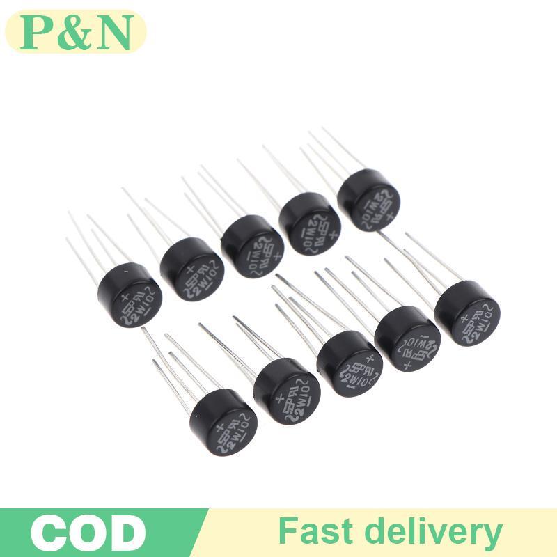 [P&N] 10/20/30 ชิ้นใหม่ 2W10 2A/1000V ไดโอดสะพาน Rectifier รอบ Vridge Rectifier Bridge Stack [cod]