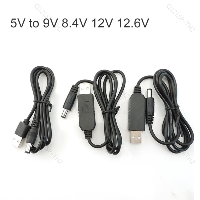 DC 5.5X2.1 มม.หญิง 5V USB ประเภทชาย 9V 8.4V 12V 12.6V Step UP อะแดปเตอร์สายโมดูล Power Boost ลวด TH12L2