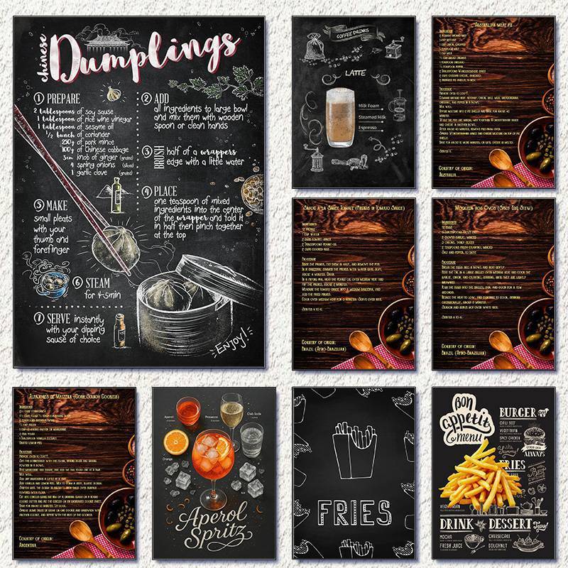 ภาพวาดสอนการทำอาหาร สำหรับตกแต่งผนังด้วยเทคนิคการวาดรูปบน Canvas