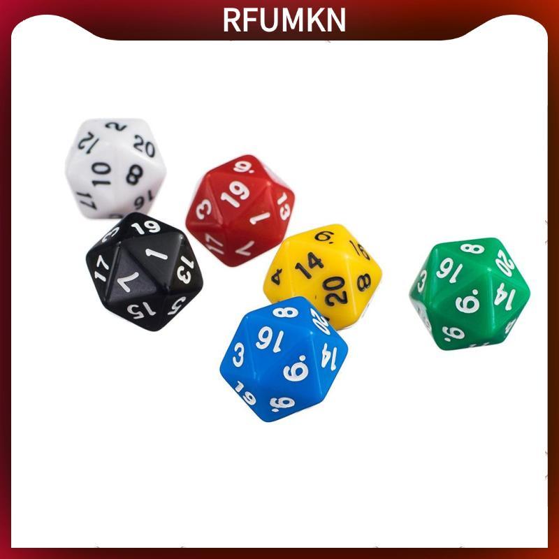 [rfumkn] 6 ชิ้น 20 ด้านลูกเต๋า D20 ชุดสําหรับ DND RPG D&D การเล่นตามบทบาทเกมกระดานปาร์ตี้ Couleur 1 