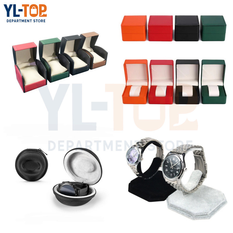 กล่องนาฬิกาหรู -（สี่แบบ）-(หนัง PU คลาสสิก + ผ้าสักหลาดบุด้านใน) กล่องเก็บนาฬิกา กล่องของขวัญ