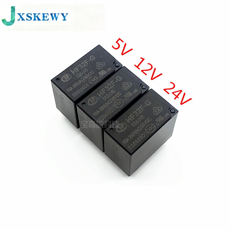 5 ชิ้น/ล็อตรีเลย์ JZC HF32F-G-005 012-024-HS 10A 4PIN
