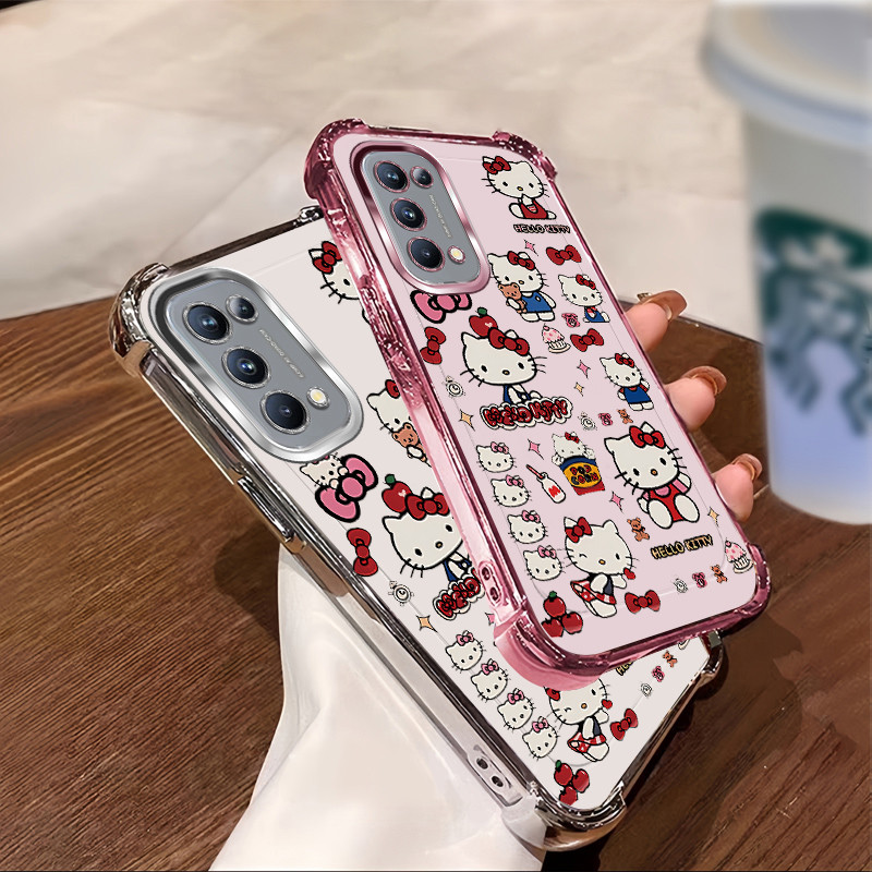 เหมาะสําหรับOPPO A74 5G A92 A72 A52 Reno 4 4G 5G Reno 5 5K Pro 5G Electroplatedกันกระแทกเคสโทรศัพท์รูปแบบสาวสวยTPU soft ProtectionปลอกMPM