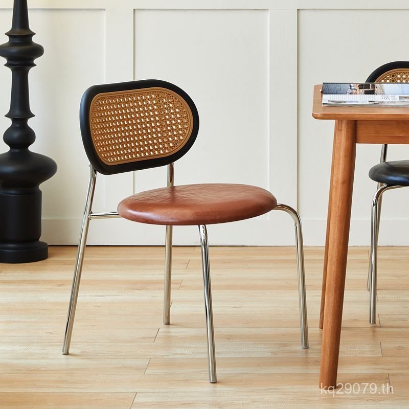 หวาย Cafe Leisure B & B ins เก้าอี้สไตล์ Retro เก้าอี้ด้านหลัง Influencer เก้าอี้รับประทานอาหารไม้เน