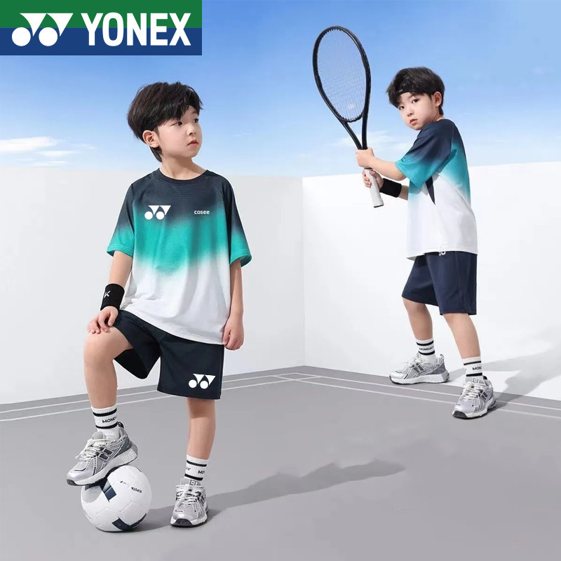 ชุดแบดมินตัน Yonex Kids 2025 - เสื้อยืดและกางเกงขาสั้นสไตล์สปอร์ต เย็บอย่างดี สบายและน้ำหนักเบา เหมา