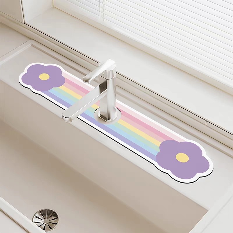 Ins Rainbow ก๊อกน้ําห้องครัวท่อระบายน้ําเสื่อดูดซับแห้งสําหรับห้องครัวเคาน์เตอร์ตกแต่ง