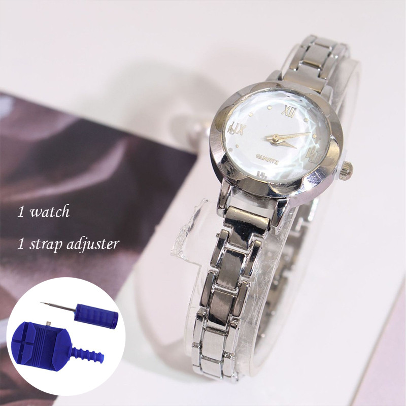 Simple Elegant Small Womens Watches Luxury Silver Wrist Watches สําหรับผู้หญิงสุภาพสตรีสแตนเลสสตีลนา