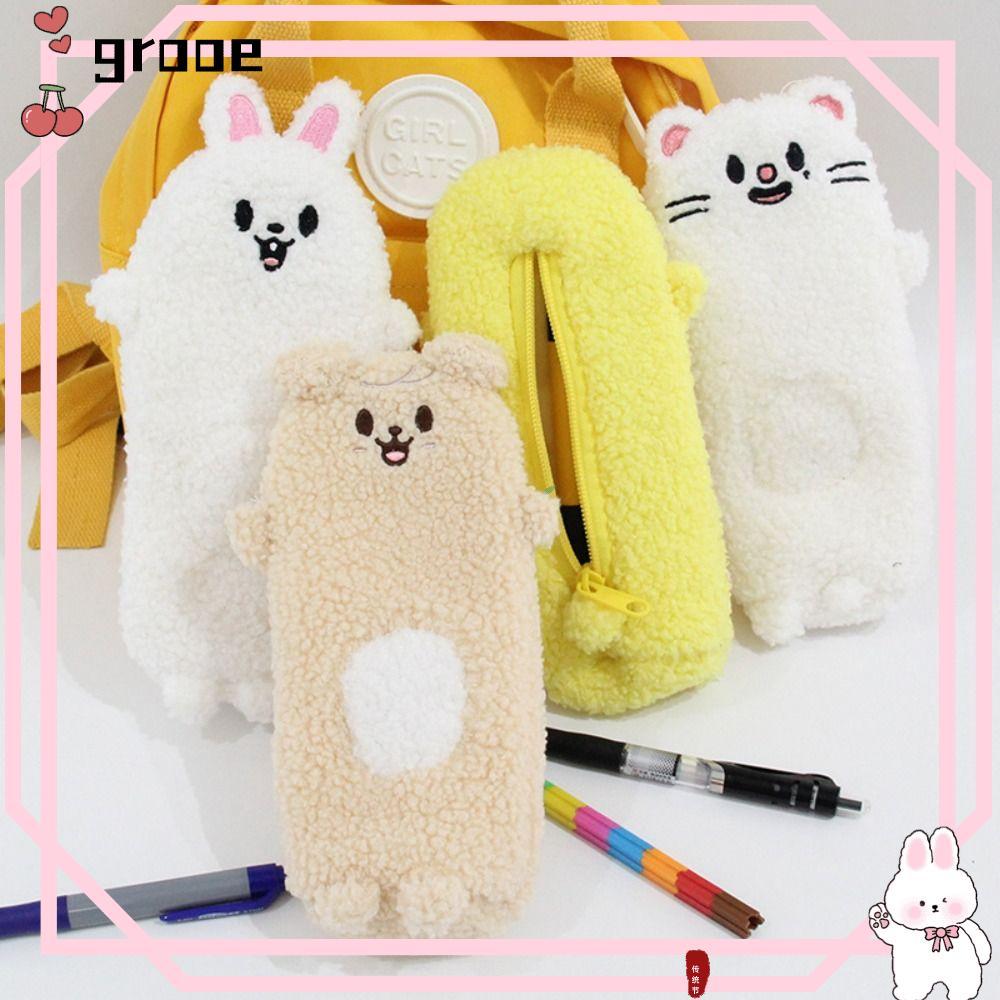 GROOE Skzoo Plush Pencil, Skzoo Plush Material Pen Bag, Kawaii การ์ตูนออกแบบตุ๊กตาสัตว์ขนาดใหญ่ความจ