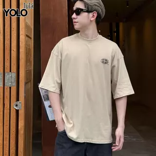 YOLO เสื้อเชิ้ต OVERZISE เสื้อยืดผู้ชาย เสื้อยืดสีพื้น แขนสั้น ใส่ สบาย ไม่ร้อน Y2563