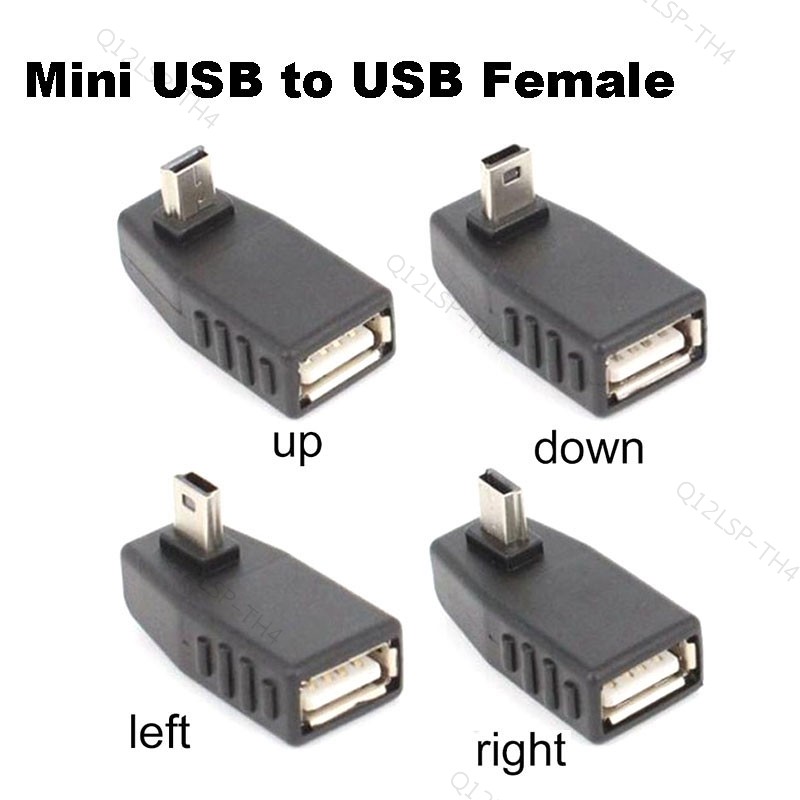 Mini USB 5Pin ชาย USB ประเภท A หญิง 90 องศามุม Converter Connector ข้อมูล Sync OTG อะแดปเตอร์ TH12L4