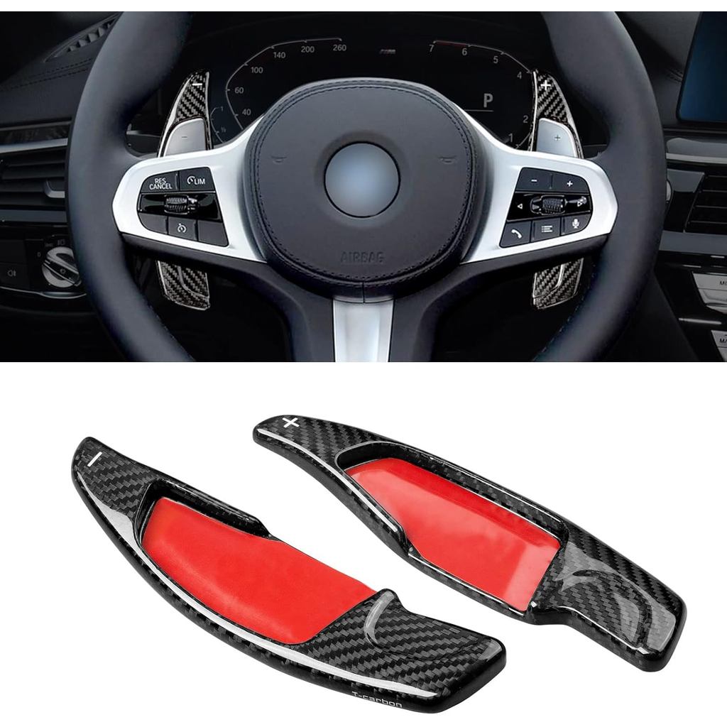 จริงคาร์บอนไฟเบอร์ Paddle Shifter Extension Cover ใช้งานร่วมกับ BMW 2 3 4 5 6GT 7 8 Series G01 G38,X