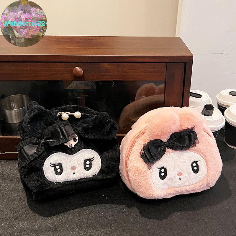 ด้วยBetter Kawaii Sanrio Plush Kuromi Melody Make Up กระเป๋าเครื่องสําอางการ์ตูนขนาดใหญ่ความจุกระเป๋