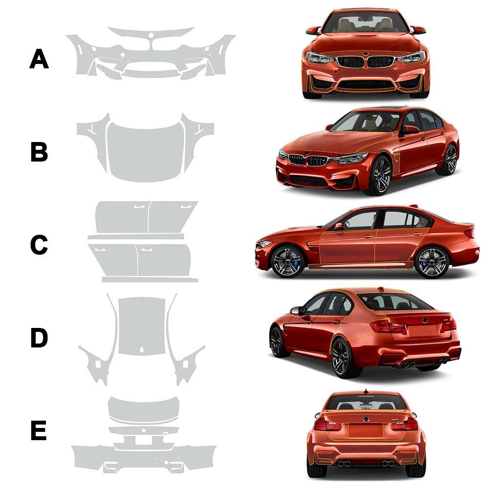 Pre-Cut ฟิล์มป้องกันสีสําหรับ BMW M3 ซีดาน CS F80 2014-2019 ชุดใส PPF TPU โปร่งใสรถสติกเกอร์ตกแต่ง