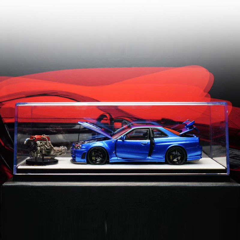 PGM1: 43 Metallic Blue Nissan GTR34 Z TUNE R34 โมเดลรถจําลองเปิดเต็มรูปแบบ----ห้างสรรพสินค้า Yipin S