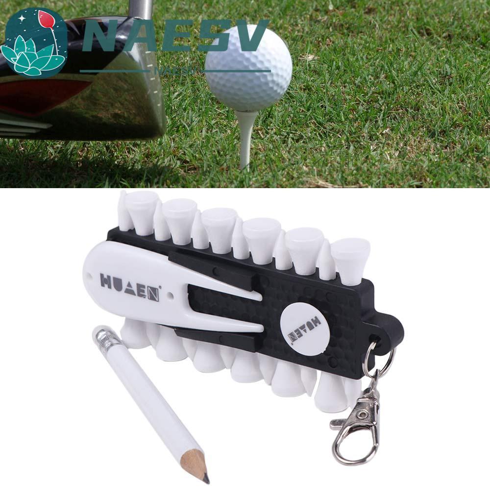 NAESV Golf Tees Rack, Divot Repair เครื่องมืออุปกรณ์กอล์ฟ Tees Holder, มัลติฟังก์ชั่นเปลี่ยนดินสอทํา