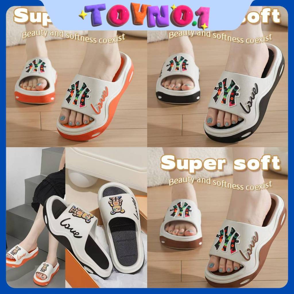 ToyNo.1🧸พร้อมส่ง🧸"LT-2616-1" รองเท้าแตะแบบสวม ลายการ์ตูนเท่ๆ พื้นหนานุ่ม สไตล์เกาหลี ใส่เที่ยว/ทำงานได้