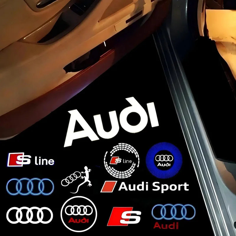 2/4PCS LED Audi S Line ประตูยินดีต้อนรับ Ghost Light สําหรับ A4 B5 B6 B7 B8 B9 A138V8A6 C5 C7 A5AQ3 
