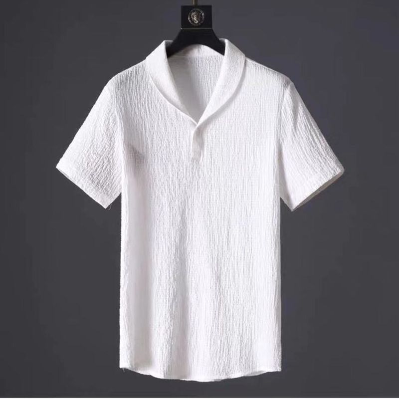 SEACHENIC ชุดสูทแขนสั้นสำหรับผู้ชาย ทำจากผ้าลินิน พร้อมเสื้อโปโลแบบแฟชั่น — صورة 5