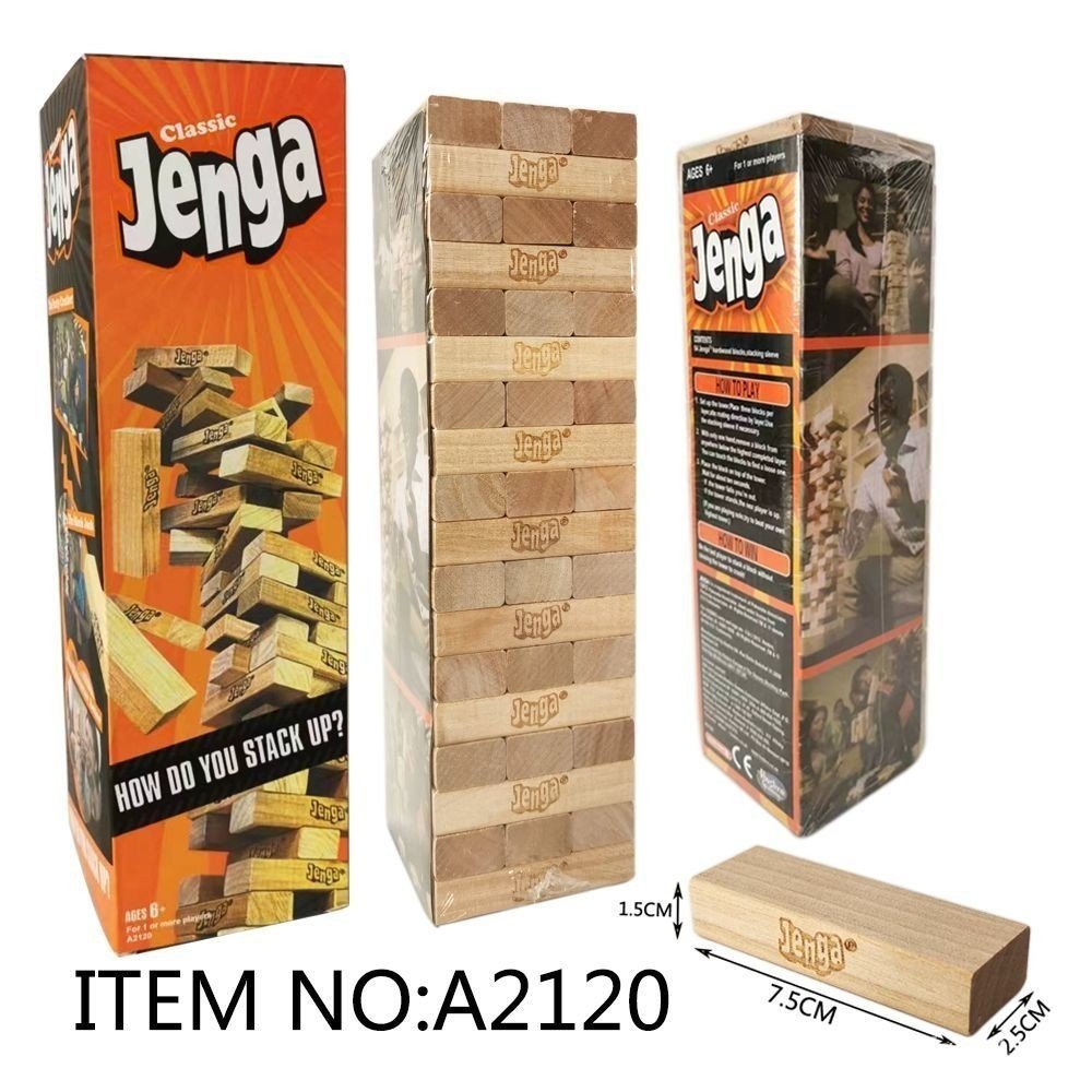 Jenga Jenga Jenga Building Block ของเล่นเกมกระดานปาร์ตี้เด็กพ่อแม่และลูกผู้ใหญ่บล็อกไม้โดมิโน