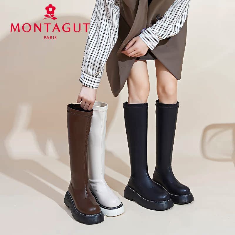 Montagut/Montagutรองเท้า 2022 ฤดูใบไม้ร่วงสไตล์ใหม่สุภาพสตรีหนาSoled All-Match Knightรองเท้าสบายๆ