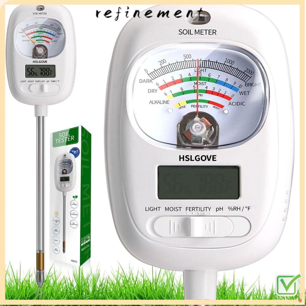 REFINEMENT เครื่องวัดความชื้นในดิน, ใช้งานง่าย Air Temp & Humidity Soil Test, Fertility Dual Screen 