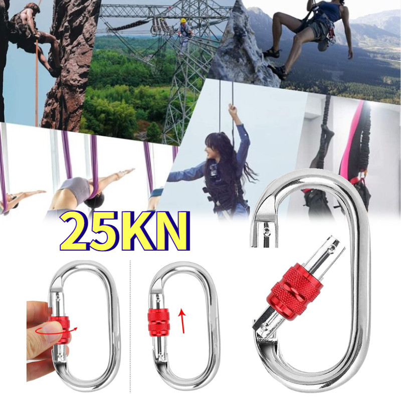 Xinda 25KN Original XINDA คาราบิเนอร์สแตนเลส Heavy Duty รูปไข่สําหรับปีนเขาหิน
