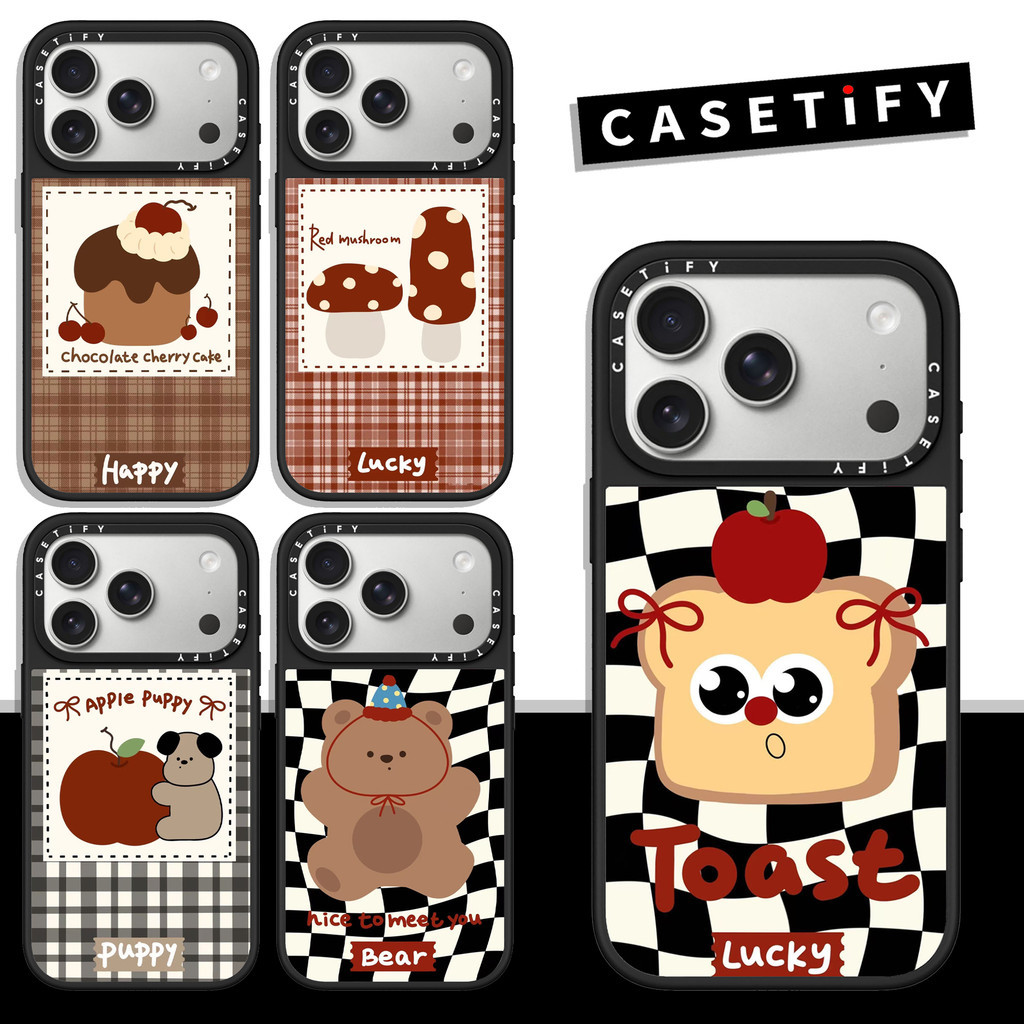 Toast Cherry Cake Bear Casetifyเคสโทรศัพท์กระจกเหมาะสําหรับiPhone17ProMax iPhone17Airใช้งานร่วมกับIP