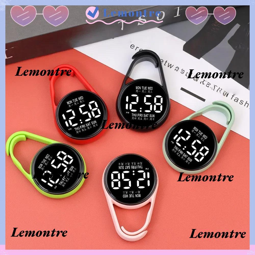 LEMONTRE นาฬิกาแขวนอิเล็กทรอนิกส์,นาฬิกาพกพากันน้ําแบบพกพา,ความคิดสร้างสรรค์ LED Digital Display Pocket Style Luminous Pocket Watch Children/Adults Stylish Accessory
