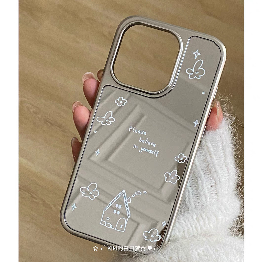 Star ดอกไม้แต่งหน้ากระจกเคสโทรศัพท์ Drop-Resistant สําหรับ iPhone 16 Promax 15 Promax 11 12 13 14plus 15plus 16e 16plus 15pro