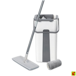 เบสิโค ชุดไม้ถูพื้นแฟลทม็อบ พร้อมถัง 2.6 ล. รุ่น G130 สีขาว-…