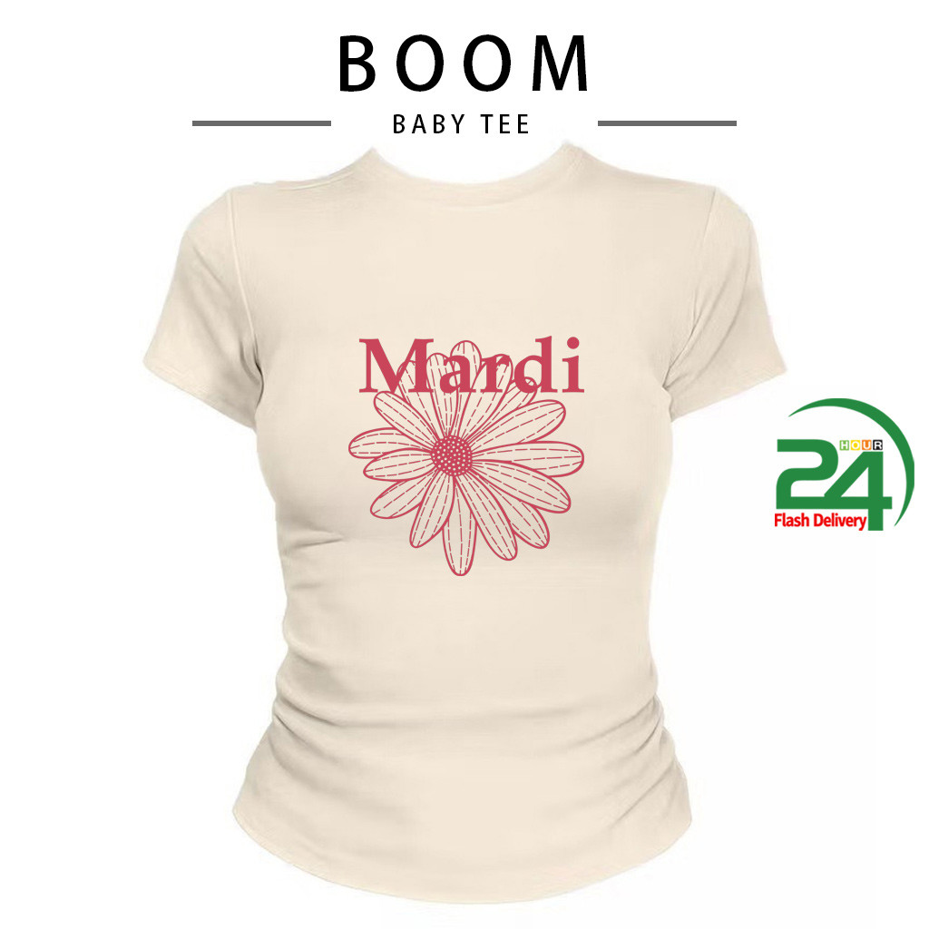 COD(จัดส่งภายใน 24 ชั่วโมง) เสื้อยืด mardi เกาหลี เสื้อครอปเข้ารูปbaby tee สาวอวบ y2k เสื้อคอกลม #12