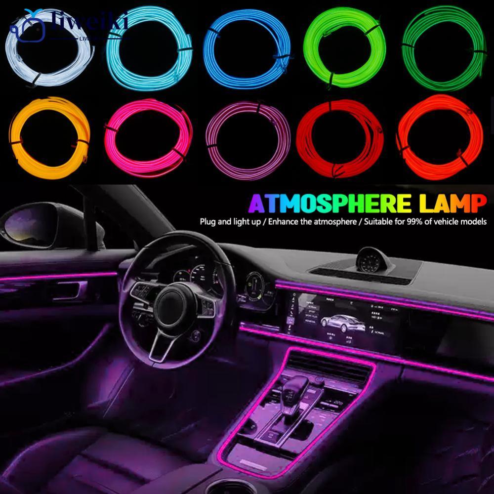 LIWEKI 3M ภายในรถ LED Ambient Strip ไฟ USB Driver EL ลวดนีออน Ambient แสง USB ยืดหยุ่นตกแต่ง DIY Aut