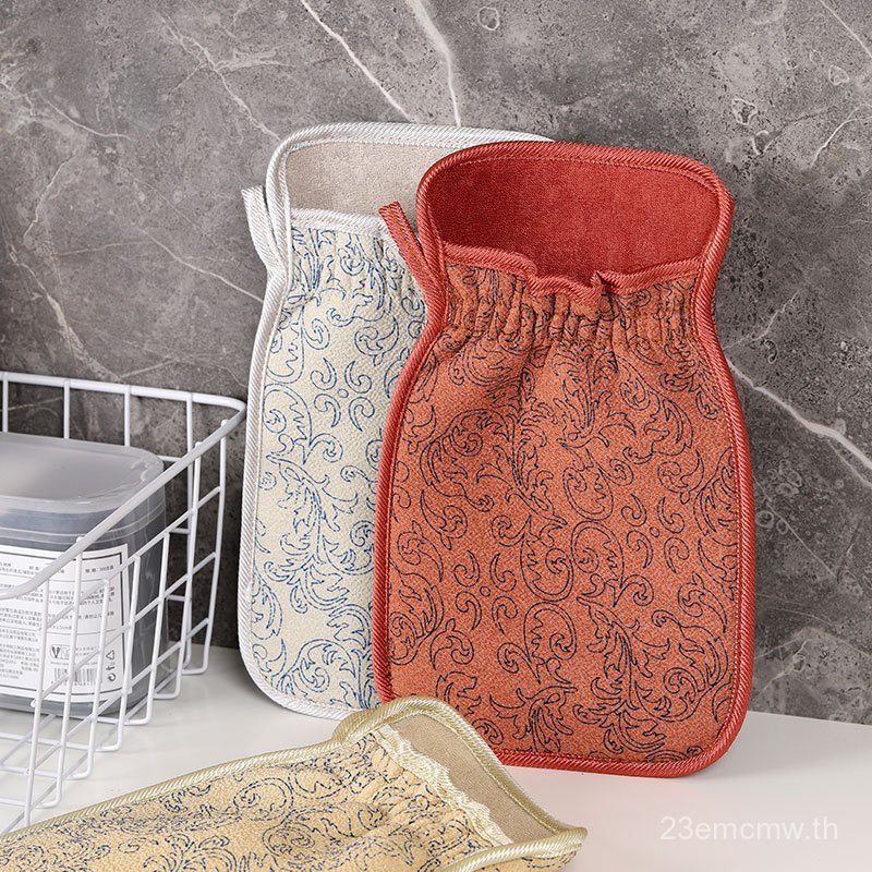 ผ้าขนหนูอาบน้ําถู Bath Back แถบแนวตั้ง Double-Layer Facial Cleanser เส้นด้ายหยาบถุงมืออาบน้ําสองด้าน