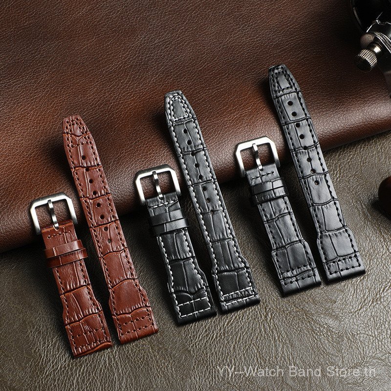 20/21/22 มม.สําหรับ IWC PilotS นาฬิกา Little Prince สายคล้องไม้ไผ่ Grain Top สายรัดข้อมือหนัง