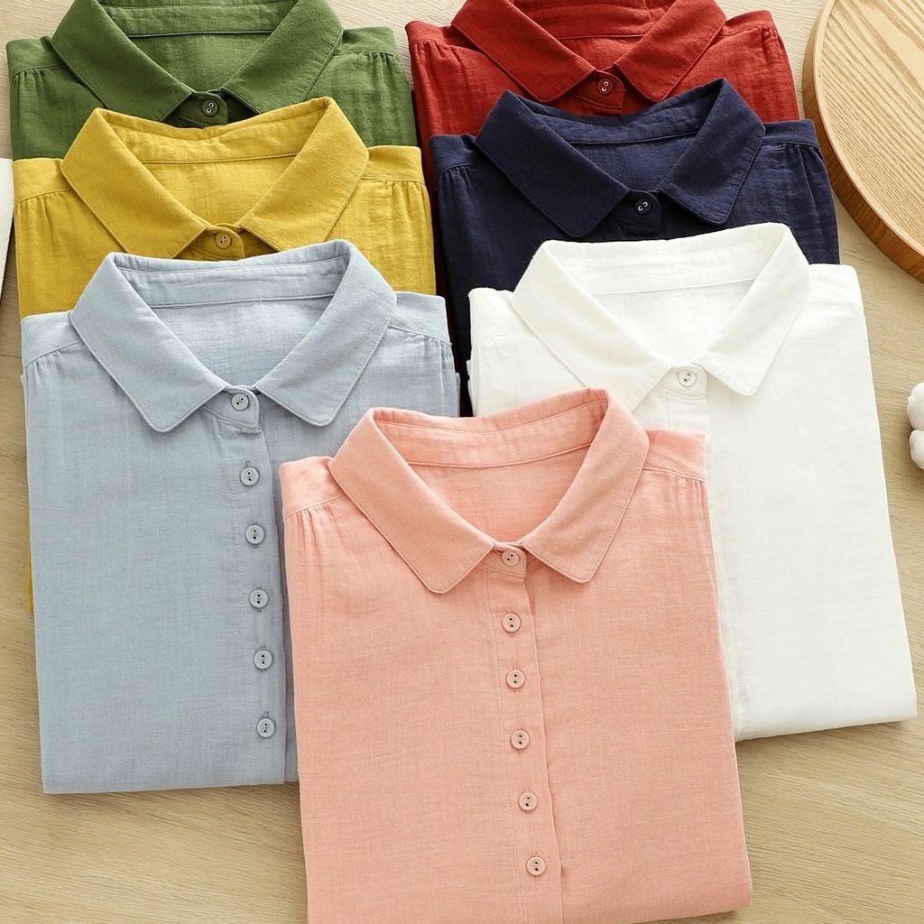 ผู้หญิงที่มีคุณภาพสูง100% เส้นด้ายฝ้ายเสื้อเสื้อแขนยาววันส่งออกเดียวนุ่มผิวและระบายอากาศผ้าฝ้ายแท้พื้นฐานด้านล่างด้านบ