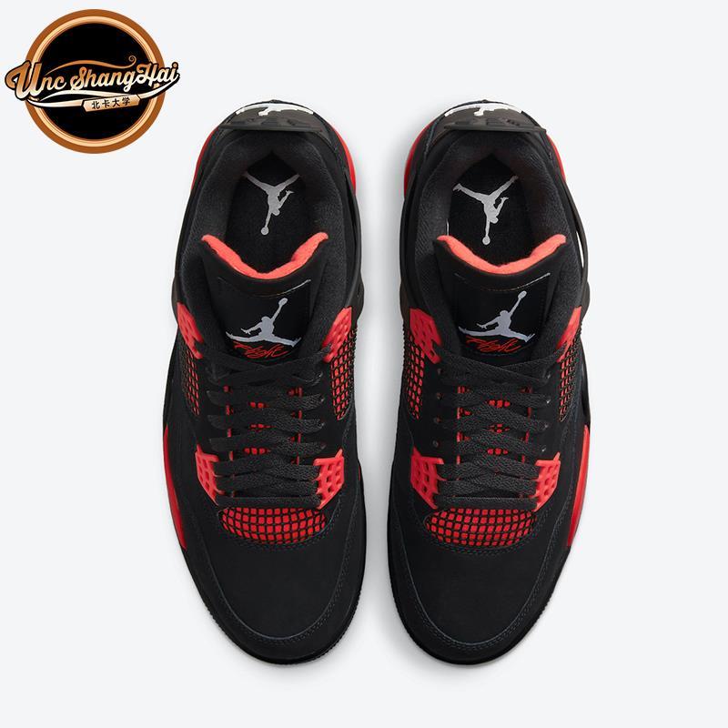 รองเท้าบาสเก็ตบอล Air Jordan 4 Thunder AJ4 Black Red Lightning CT8527-016