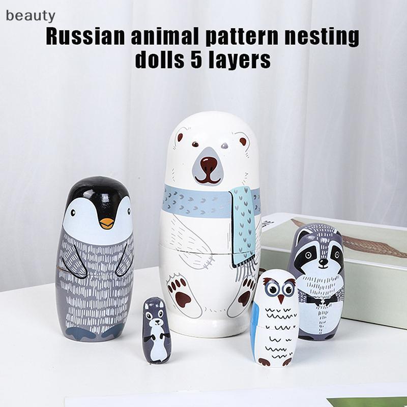 [beauty] ของเล่นสีมือรัสเซีย Nesting ตุ๊กตาตกแต่งไม้ Matryoshka ของเล่นหัตถกรรมคอลเลกชัน Handmade Stacking ตุ๊กตา TH