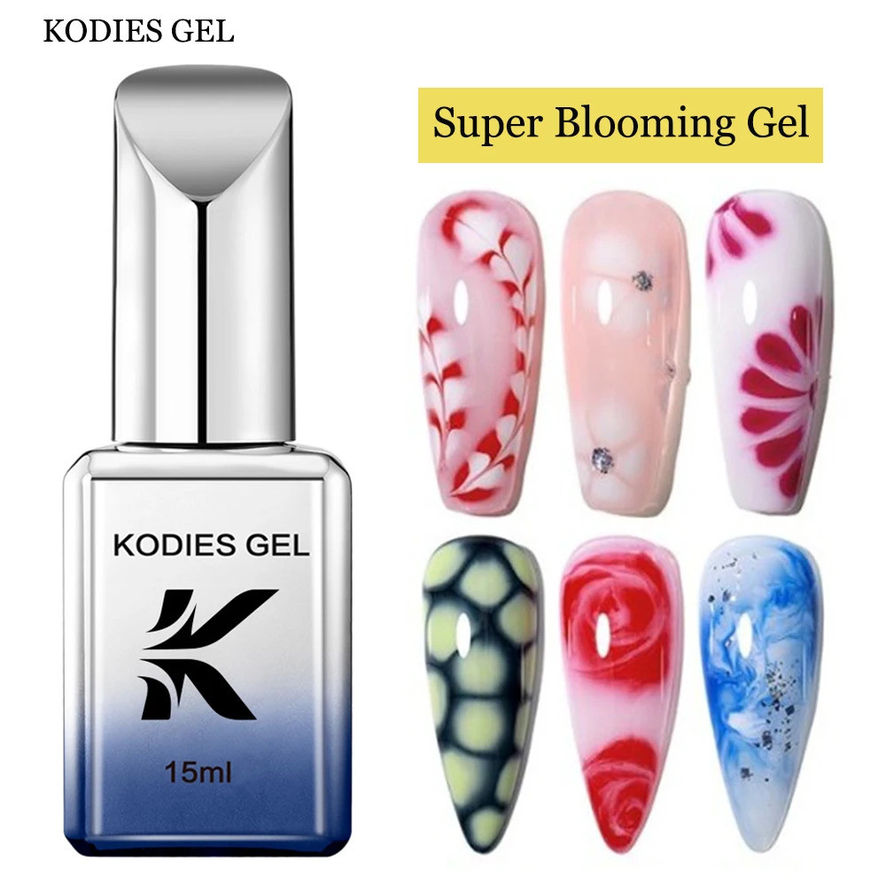 Clear Blooming Gel 15ml Uv Soak Off Nail Art Polish สําหรับ Spreading Effect Marble ยาทาเล็บสีน้ํา B