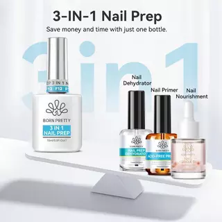 【Local】BORN PRETTY 3 IN 1 เล็บ Prep Dehydrator และ Primer บํารุงปกป้องเล็บ Long-Lasting Nail Care เจลโปแลนด์ไม่จําเป็นต้อง UV LED โคมไฟ 15ml