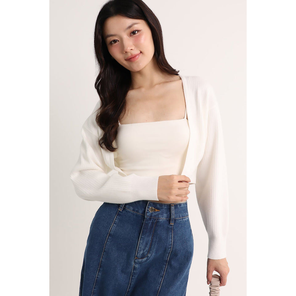 (PRELAUNCH) SARINA BATWING KNIT CARDIGAN IN WHITE