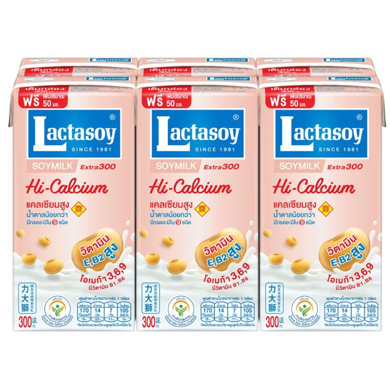 แลคตาซอยนมถั่วเหลืองยูเอชทีเจ 300มล. แพค 6 Lactasoy UHT Vegetarian 300ml. Pack 6 [หมายเลขบาร์โค้ด 8850267117445 ]