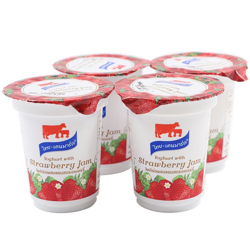 ไทยเดนมาร์คโยเกิร์ตผสมแยมสตรอเบอร์รี่ 120กรัม แพค 4 ThaiDenmarkYogurtStraw120gX4 [หมายเลขบาร์โค้ด 0000048336215 ]