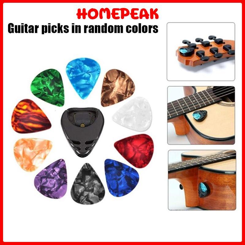ดริศดีปร่างเดิมสงศจจ 10 ชิ้น Plectrums 1 Pi Holder Electric Celluloid Acoustic Guitar Pis สีสัน L4