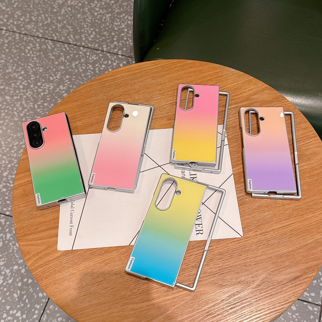 Dopamine Colors เคส Samsung Galaxy Z Fold 8 Ultra 7 6 Case ความรู้สึกน้ำแข็ง กระจกนิรภัย พลิกปก เคส