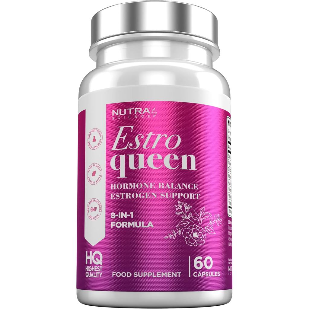 EstroQueen – เม็ดพอร์ต Estrogen สําหรับผู้หญิง ฮอร์โมนสมดุล - การขยายตัวของ Estrogen 60 แคปซูลมังสวิ