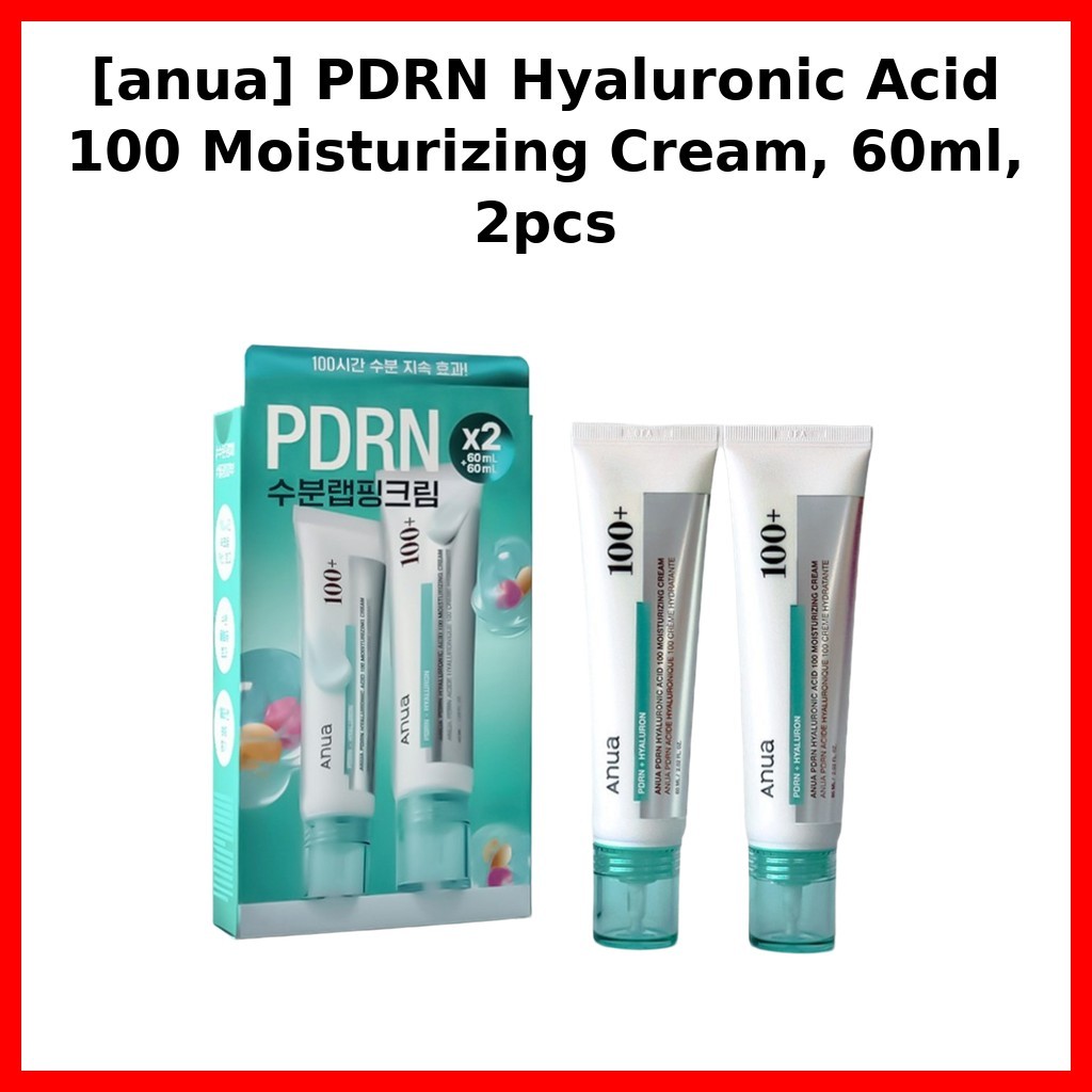 [anua] PDRN Hyaluronic Acid 100 Moisturizing Cream, 60ml, 2pcs / Korean Moisturizer / Deep Moisture 