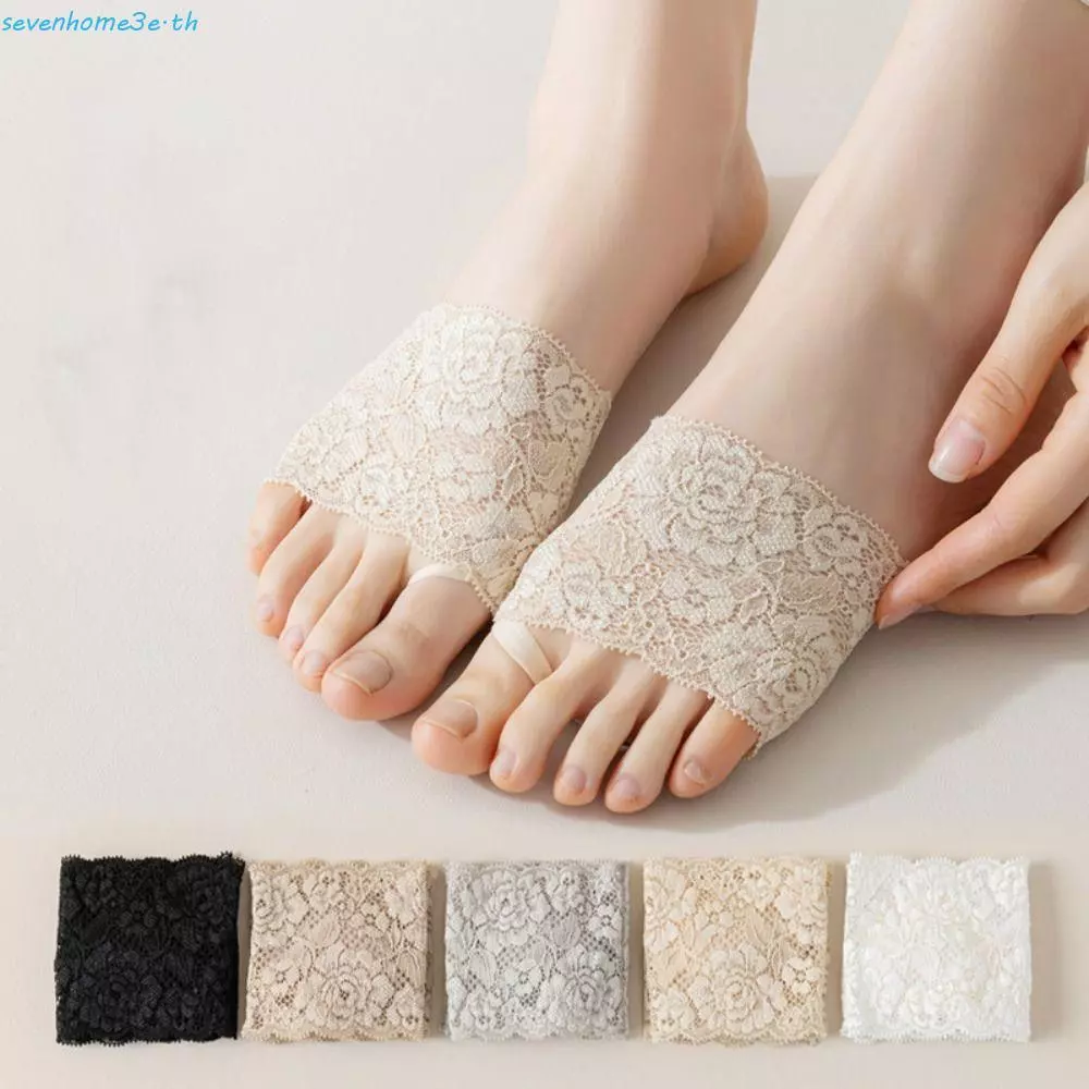 SEVENHOME3E ถุงเท้าแยกนิ้วเท้า Forefoot ถุงเท้าลูกไม้ครึ่งปาล์มถุงผู้หญิงผ้าฝ้าย Foot Care