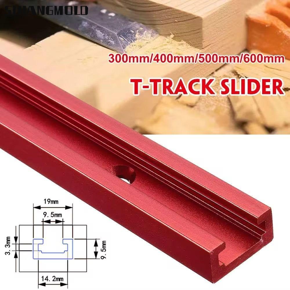 SIJIANGMOLD 1 ชิ้น T-Track, T Slider Fixture Slot สไลด์อลูมิเนียม T-Slot Track, 300-600 มม.19 ประเภท