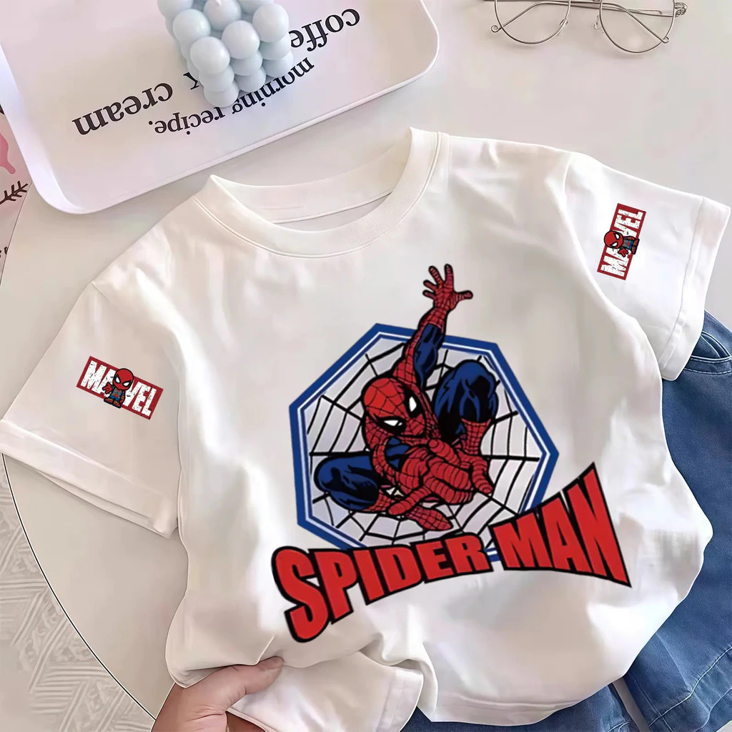Pebbi Baby เสื้อยืดเด็กฤดูร้อนรุ่นใหม่ ลายสไปเดอร์แมน Spider Man มาร์เวล ผ้าฝ้ายแท้100% นุ่มสบาย เสื้อแขนสั้นเด็กผู้ชาย